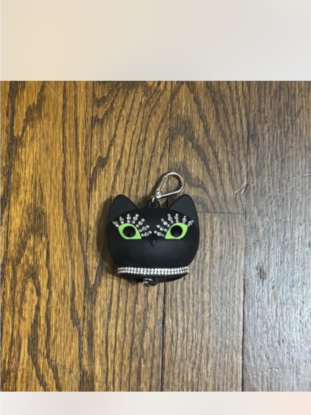 Bath and body works Black Cat Rhinestone germ x holder with Green Eyes